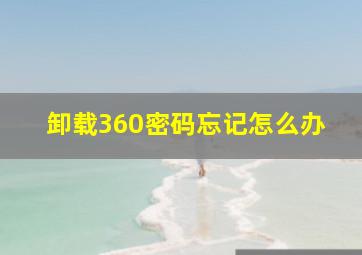 卸载360密码忘记怎么办