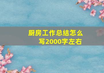 厨房工作总结怎么写2000字左右