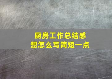 厨房工作总结感想怎么写简短一点