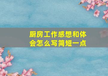 厨房工作感想和体会怎么写简短一点