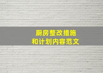 厨房整改措施和计划内容范文