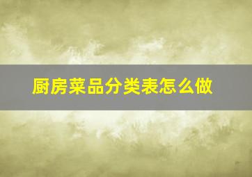 厨房菜品分类表怎么做