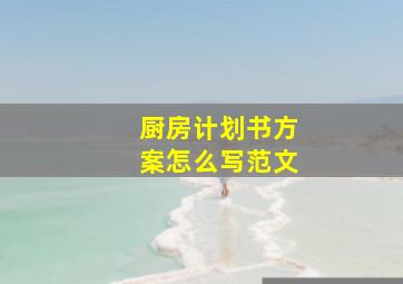 厨房计划书方案怎么写范文