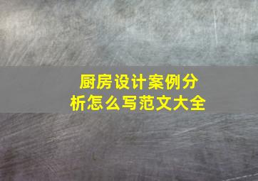 厨房设计案例分析怎么写范文大全