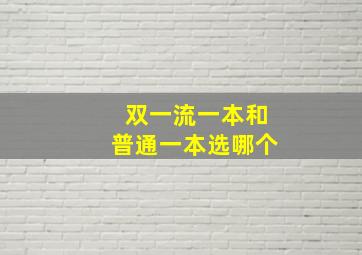 双一流一本和普通一本选哪个