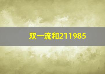 双一流和211985