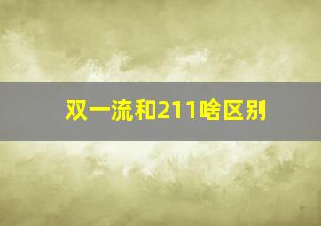 双一流和211啥区别