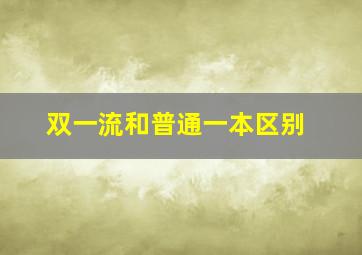 双一流和普通一本区别