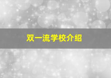 双一流学校介绍