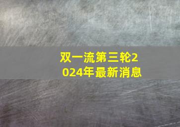 双一流第三轮2024年最新消息