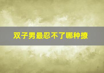 双子男最忍不了哪种撩