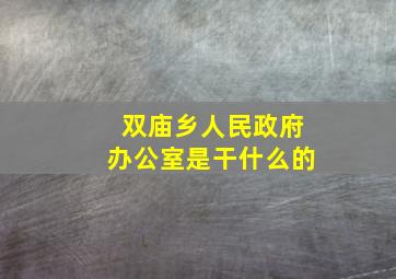 双庙乡人民政府办公室是干什么的