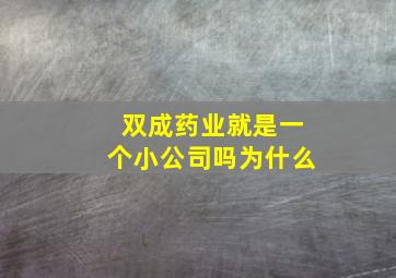 双成药业就是一个小公司吗为什么