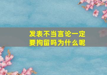 发表不当言论一定要拘留吗为什么呢