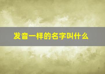 发音一样的名字叫什么