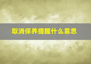 取消保养提醒什么意思