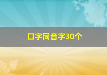 口字同音字30个