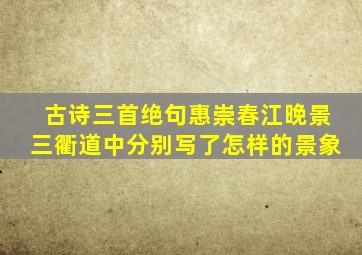 古诗三首绝句惠崇春江晚景三衢道中分别写了怎样的景象