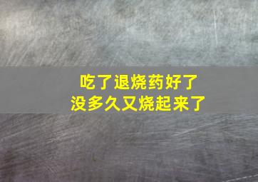 吃了退烧药好了没多久又烧起来了