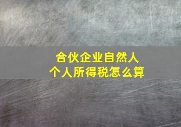 合伙企业自然人个人所得税怎么算