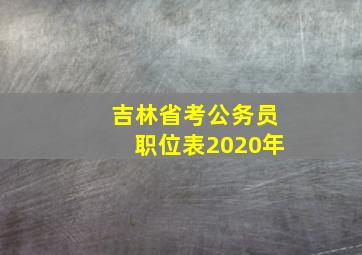 吉林省考公务员职位表2020年