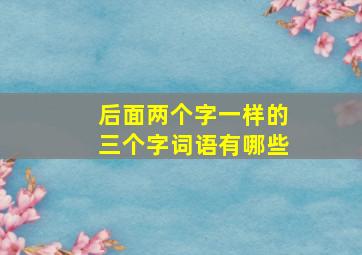 后面两个字一样的三个字词语有哪些