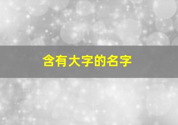 含有大字的名字