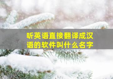 听英语直接翻译成汉语的软件叫什么名字