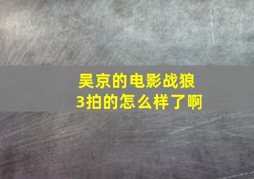 吴京的电影战狼3拍的怎么样了啊