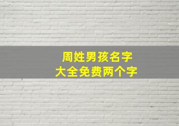 周姓男孩名字大全免费两个字