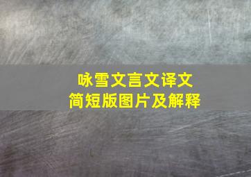 咏雪文言文译文简短版图片及解释