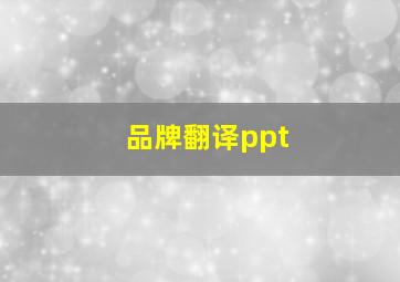 品牌翻译ppt