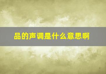 品的声调是什么意思啊