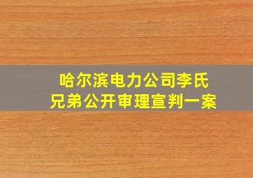 哈尔滨电力公司李氏兄弟公开审理宣判一案