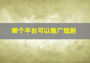 哪个平台可以推广短剧