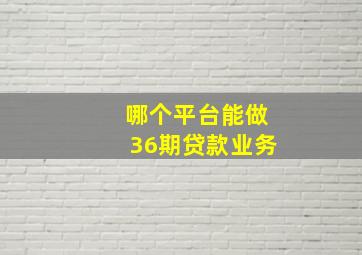 哪个平台能做36期贷款业务