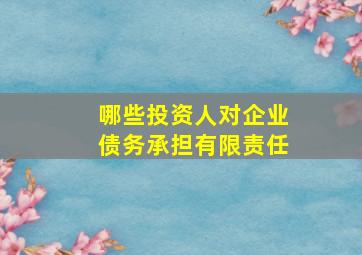 哪些投资人对企业债务承担有限责任