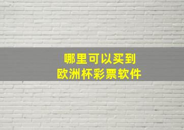 哪里可以买到欧洲杯彩票软件