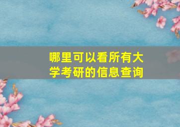 哪里可以看所有大学考研的信息查询