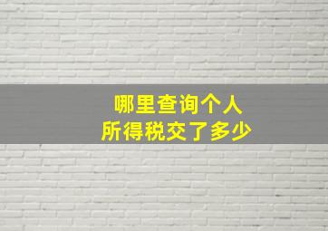 哪里查询个人所得税交了多少