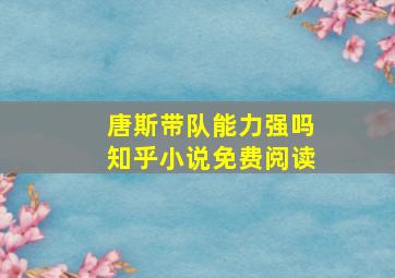 唐斯带队能力强吗知乎小说免费阅读