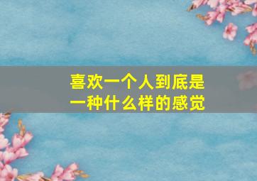 喜欢一个人到底是一种什么样的感觉