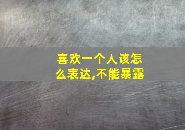 喜欢一个人该怎么表达,不能暴露