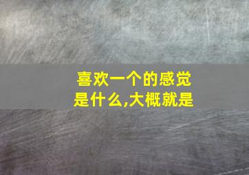 喜欢一个的感觉是什么,大概就是