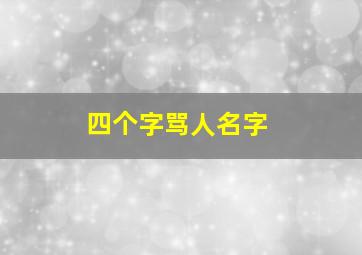 四个字骂人名字