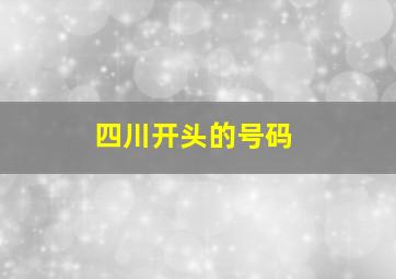 四川开头的号码