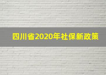 四川省2020年社保新政策