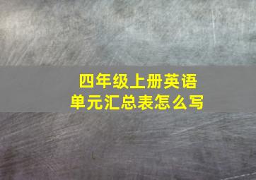 四年级上册英语单元汇总表怎么写