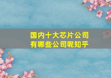 国内十大芯片公司有哪些公司呢知乎