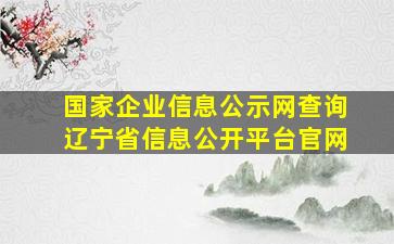 国家企业信息公示网查询辽宁省信息公开平台官网